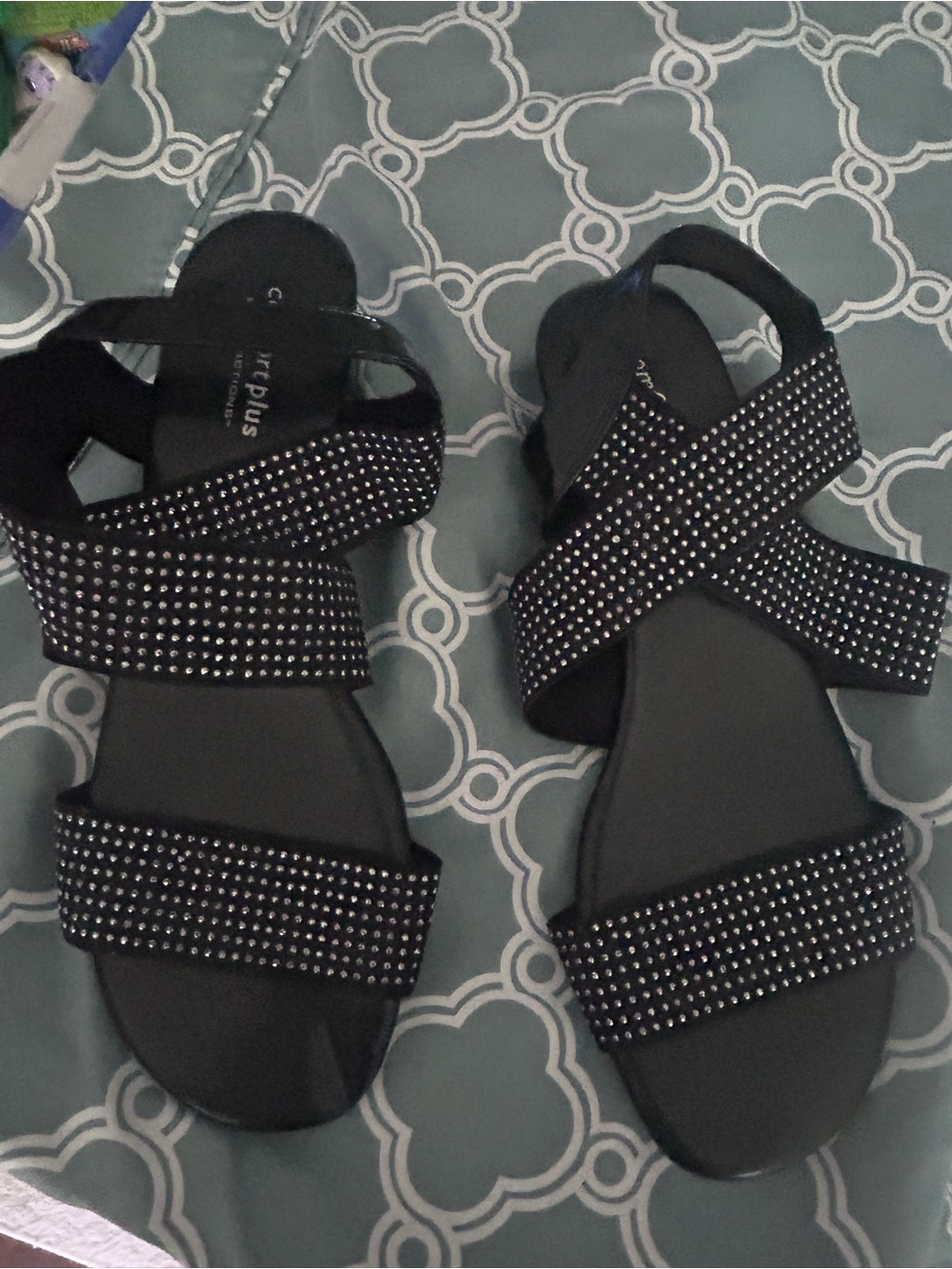 Predictions Black Studded Cross-Strap Sandals
